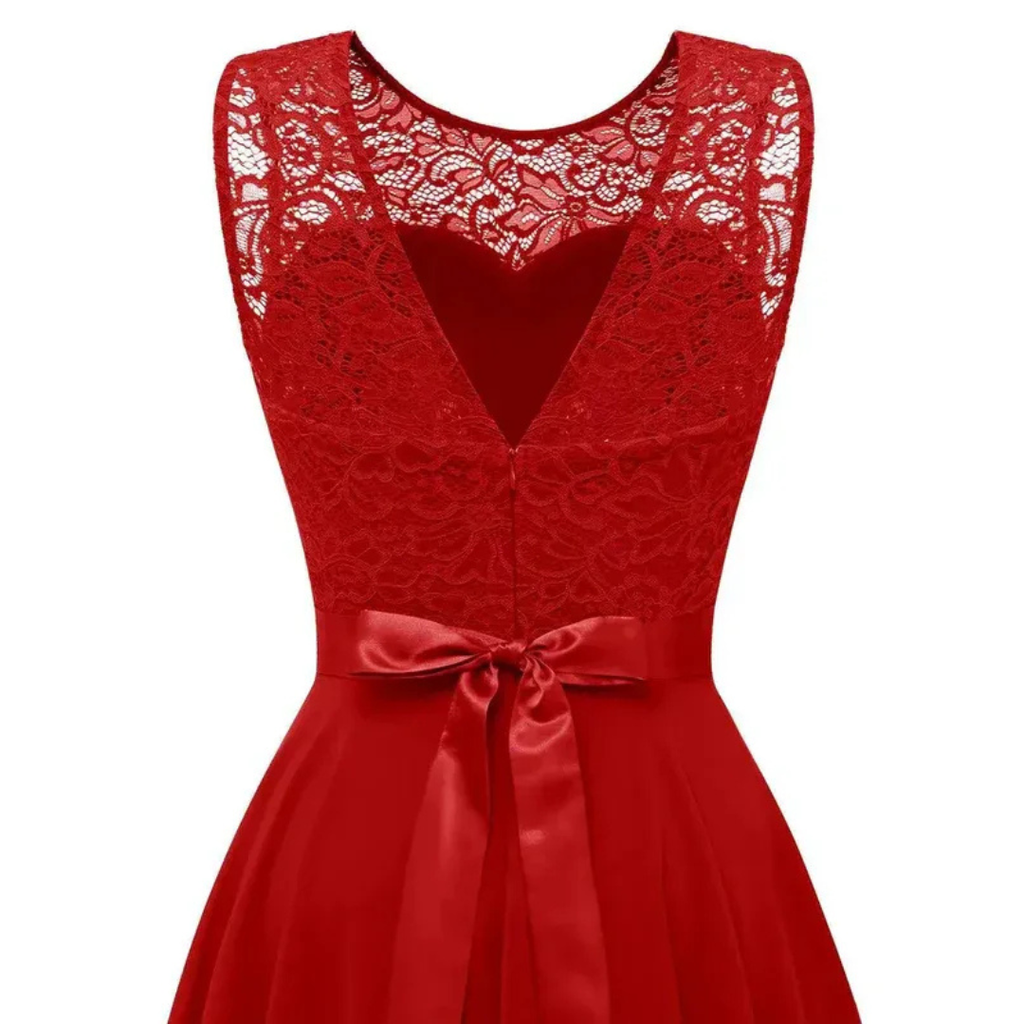 Maxi Dress Women's High-Low Hem with Lace Bodice - Image 6