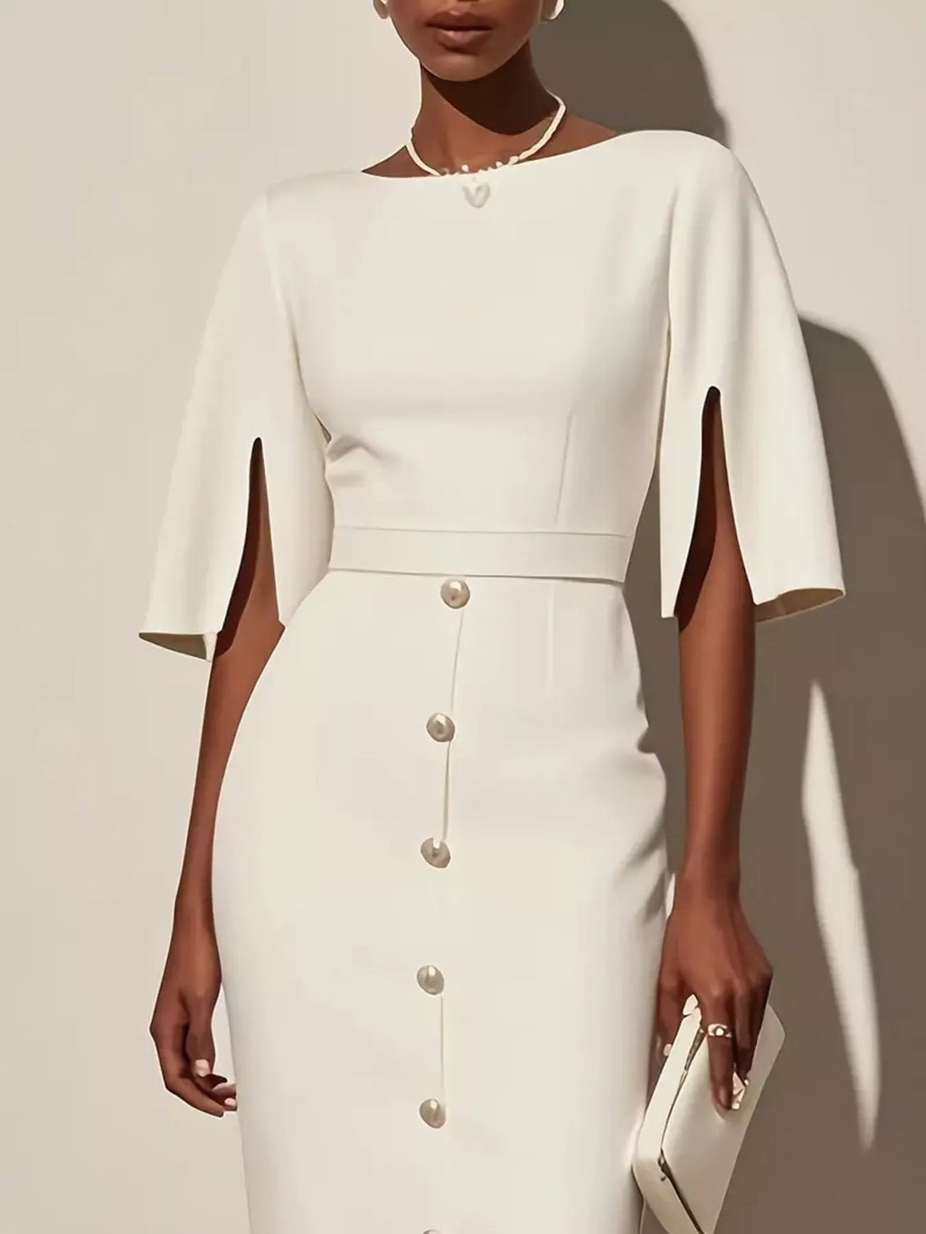 Elvira – Elegant Slit Sleeve Dress - Image 5