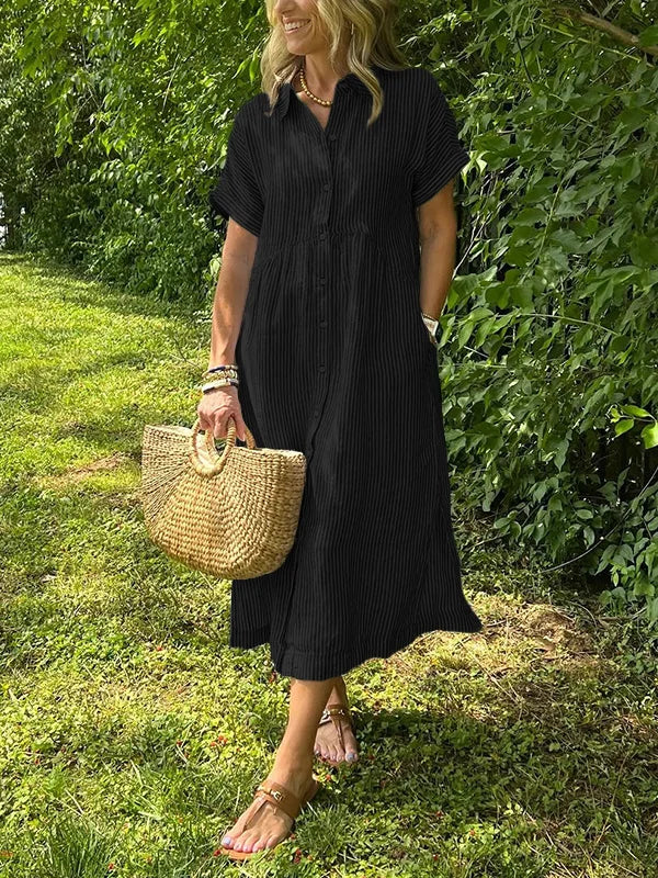 Emma – Women Striped Button-Up Midi Dress - Image 5