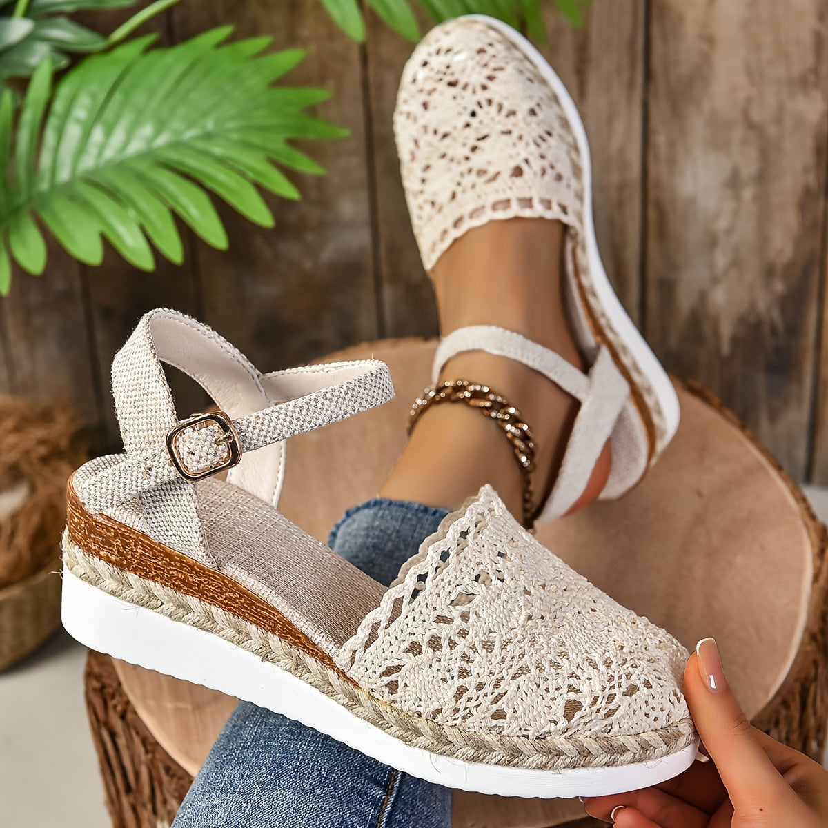 Annika – Women Crochet Wedge Sandals - Image 5