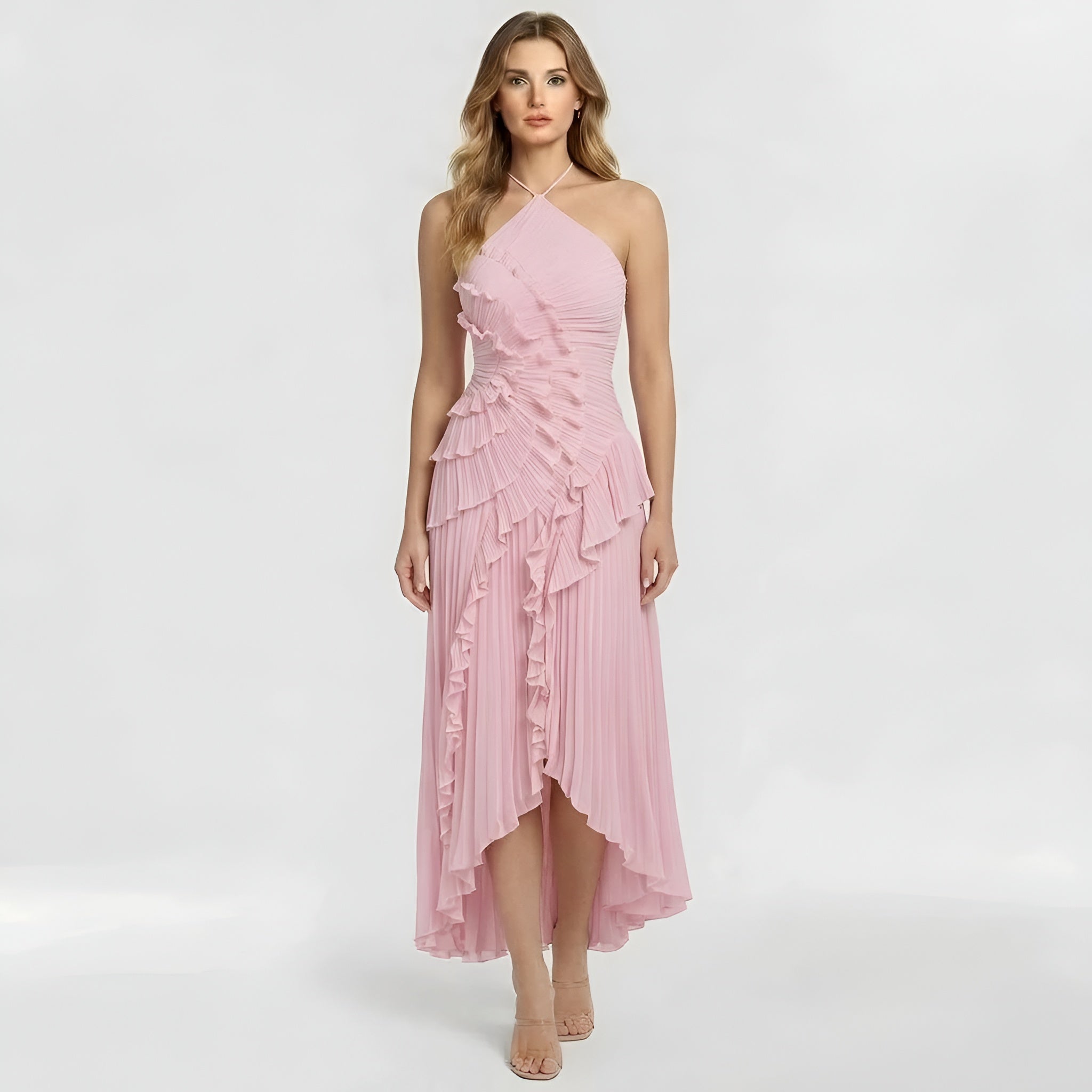 Stella – Women Pleated Ruffle Maxi Dress - Image 1