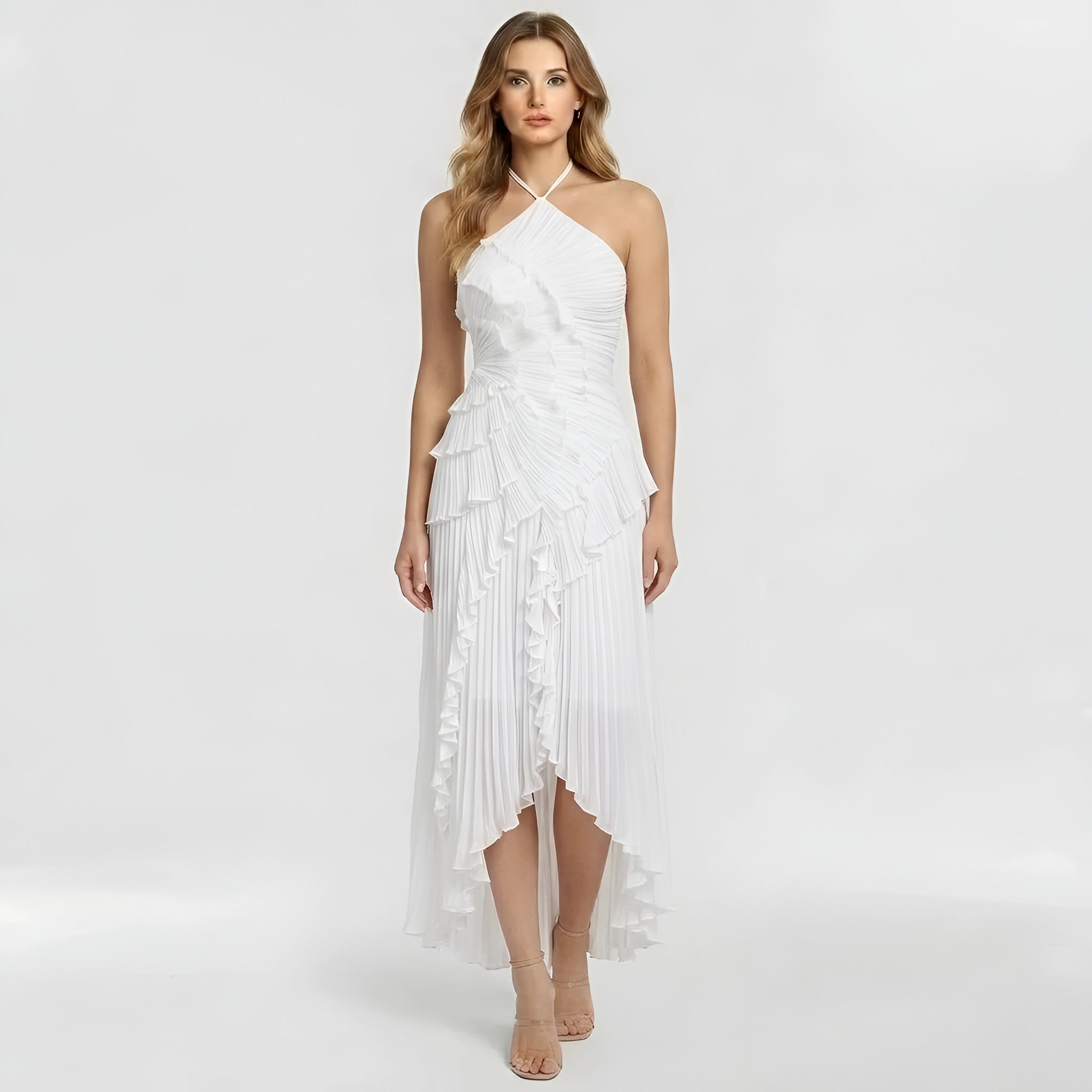Stella – Women Pleated Ruffle Maxi Dress - Image 2