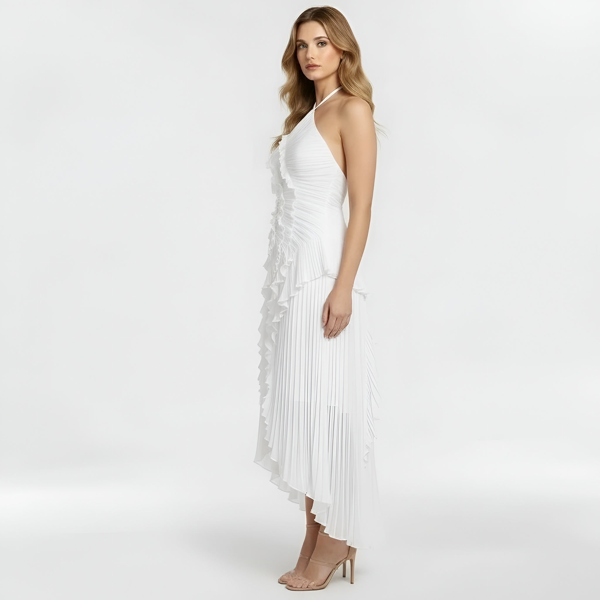 Stella – Women Pleated Ruffle Maxi Dress - Image 5
