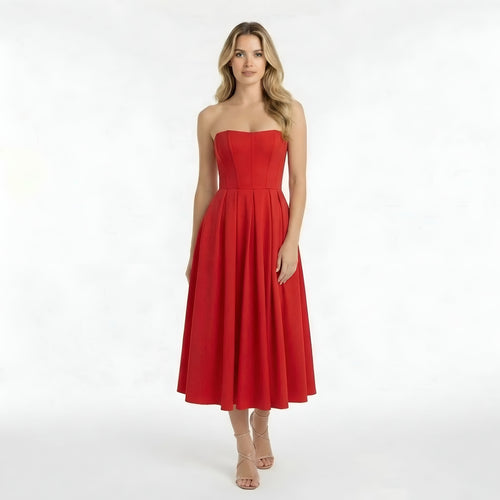 Aurora – Women Strapless Midi Dress - Image 2