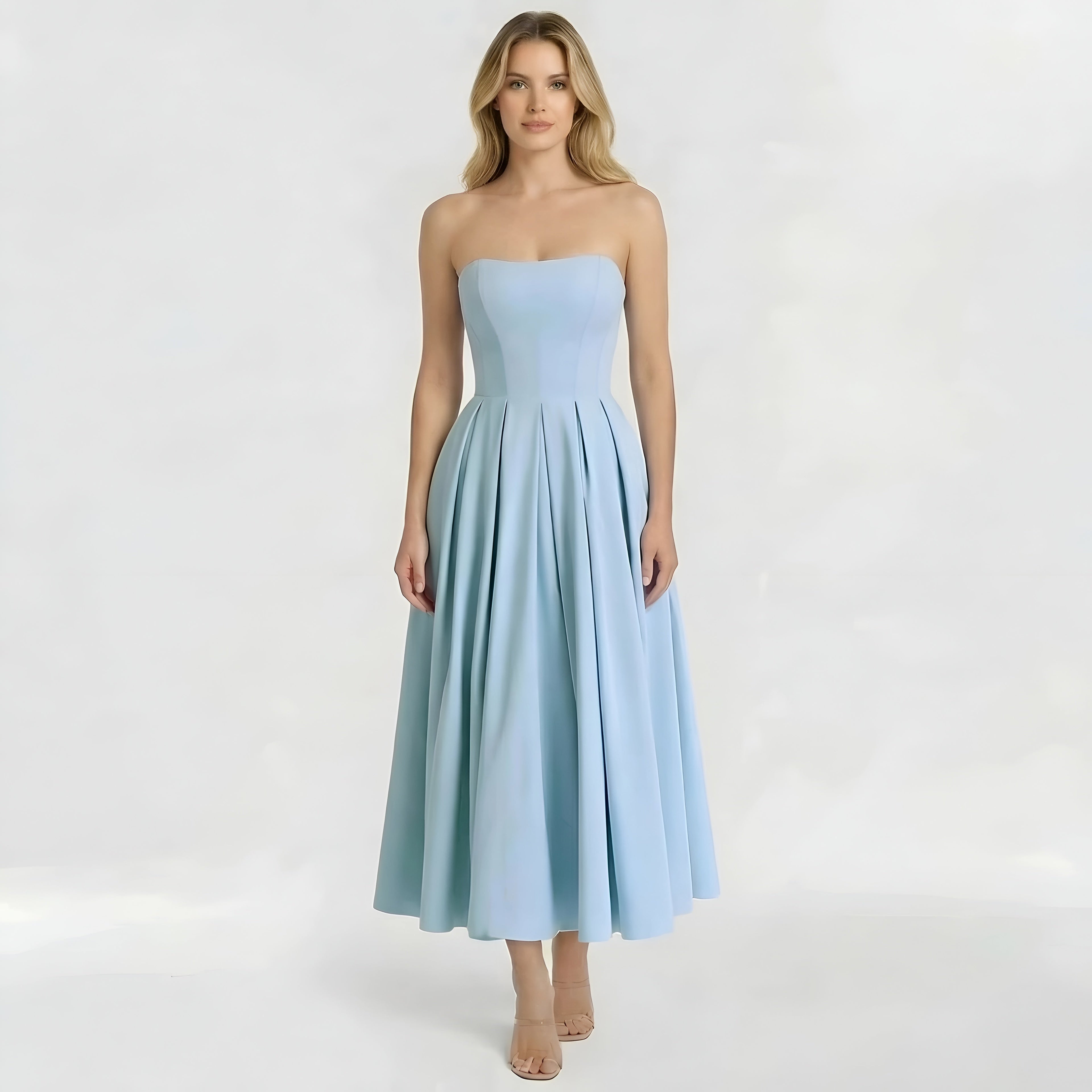 Aurora – Women Strapless Midi Dress - Image 1