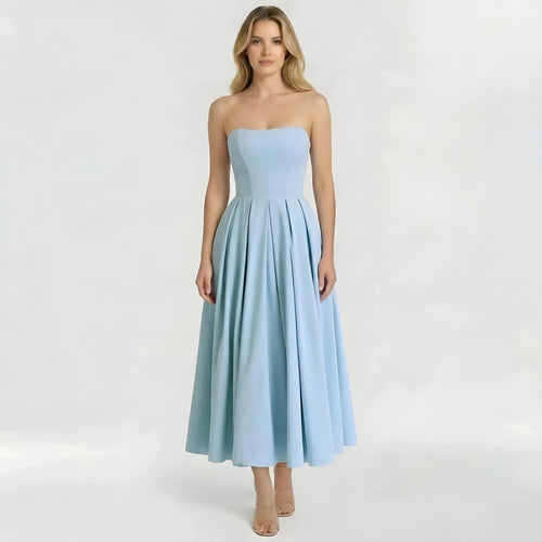 Aurora – Women Strapless Midi Dress - Image 1