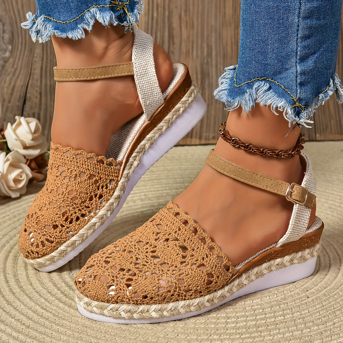 Annika – Women Crochet Wedge Sandals - Image 8