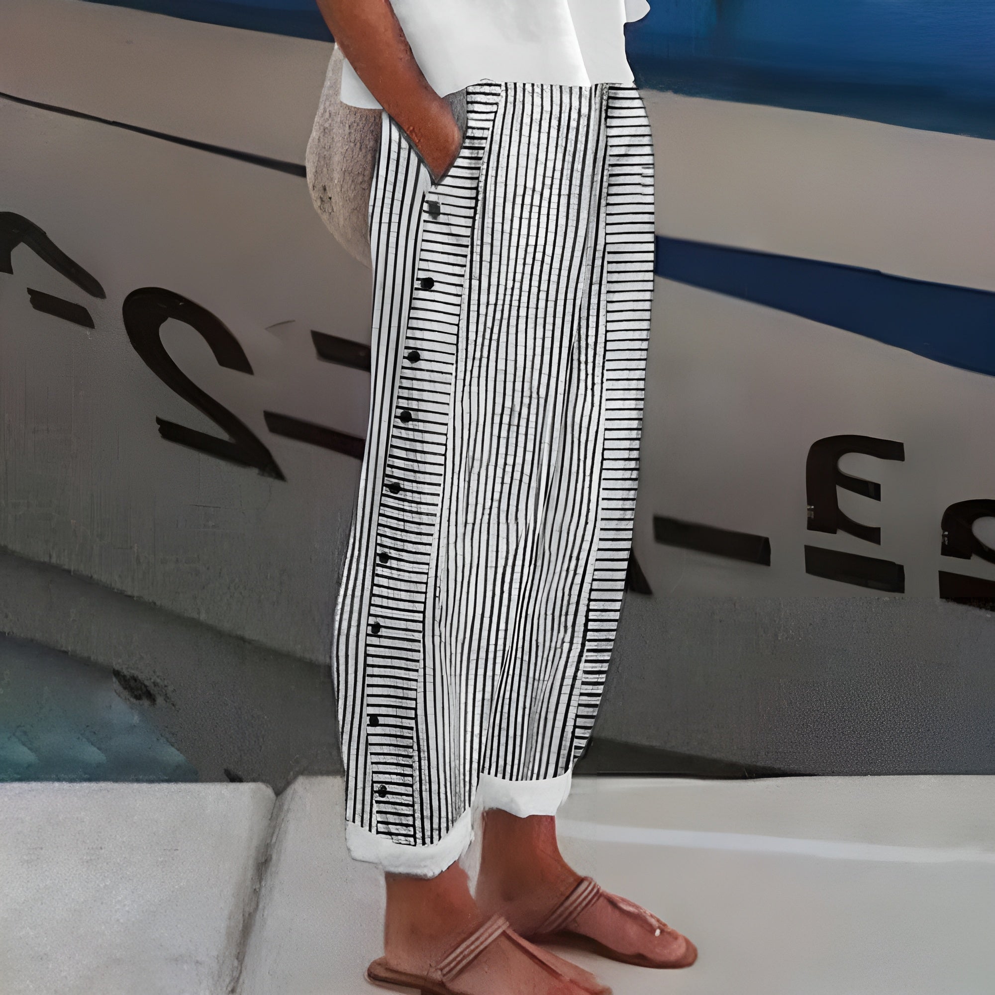 Sophia – Striped Lightweight Trousers - Image 11