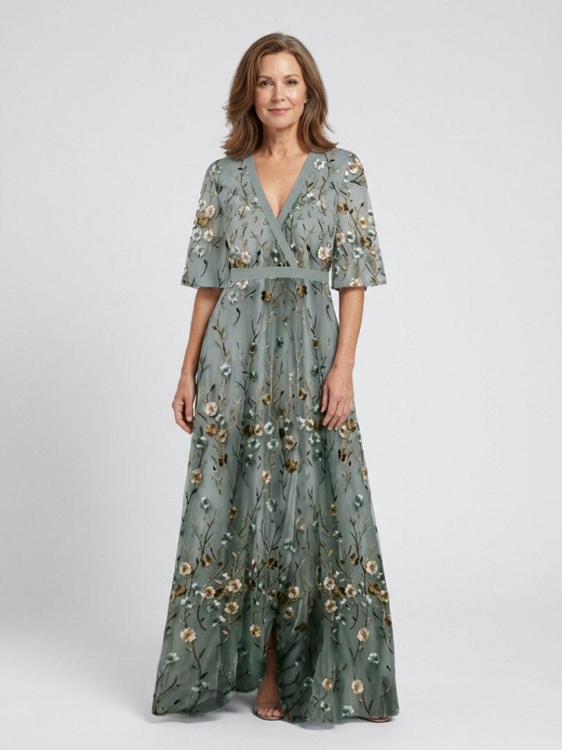 Isabella – Elegantes Blumenkleid mit V-Ausschnitt für Damen - Image 1