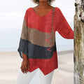 Christina – Women Artistic Long Shirt  V-Neck Blouse - Image 1