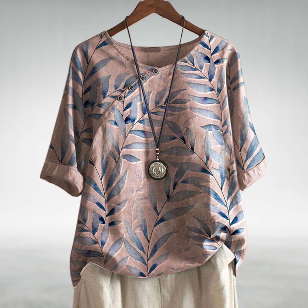 Ella – Women Leaf Print Blouse - Image 2