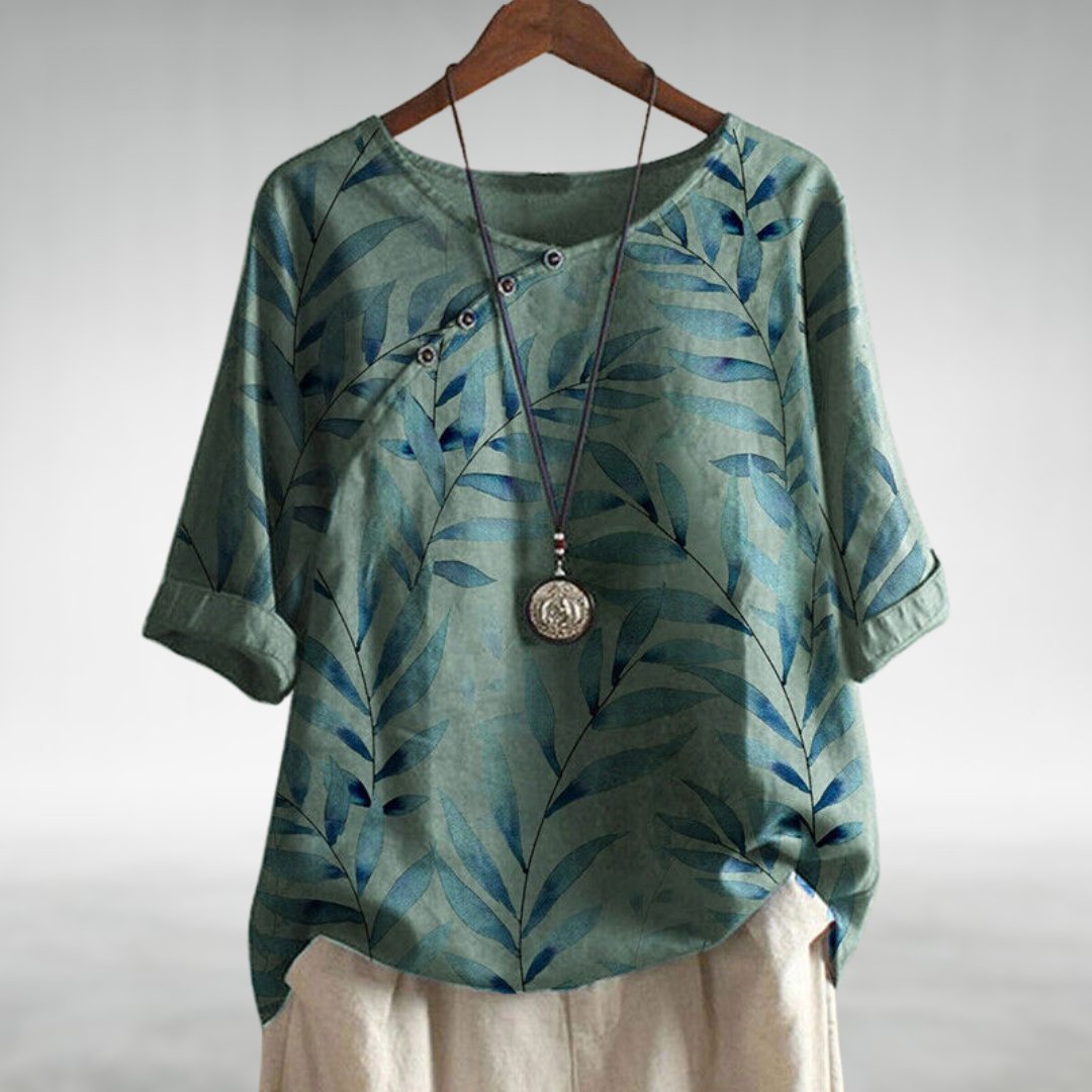 Ella – Women Leaf Print Blouse - Image 4