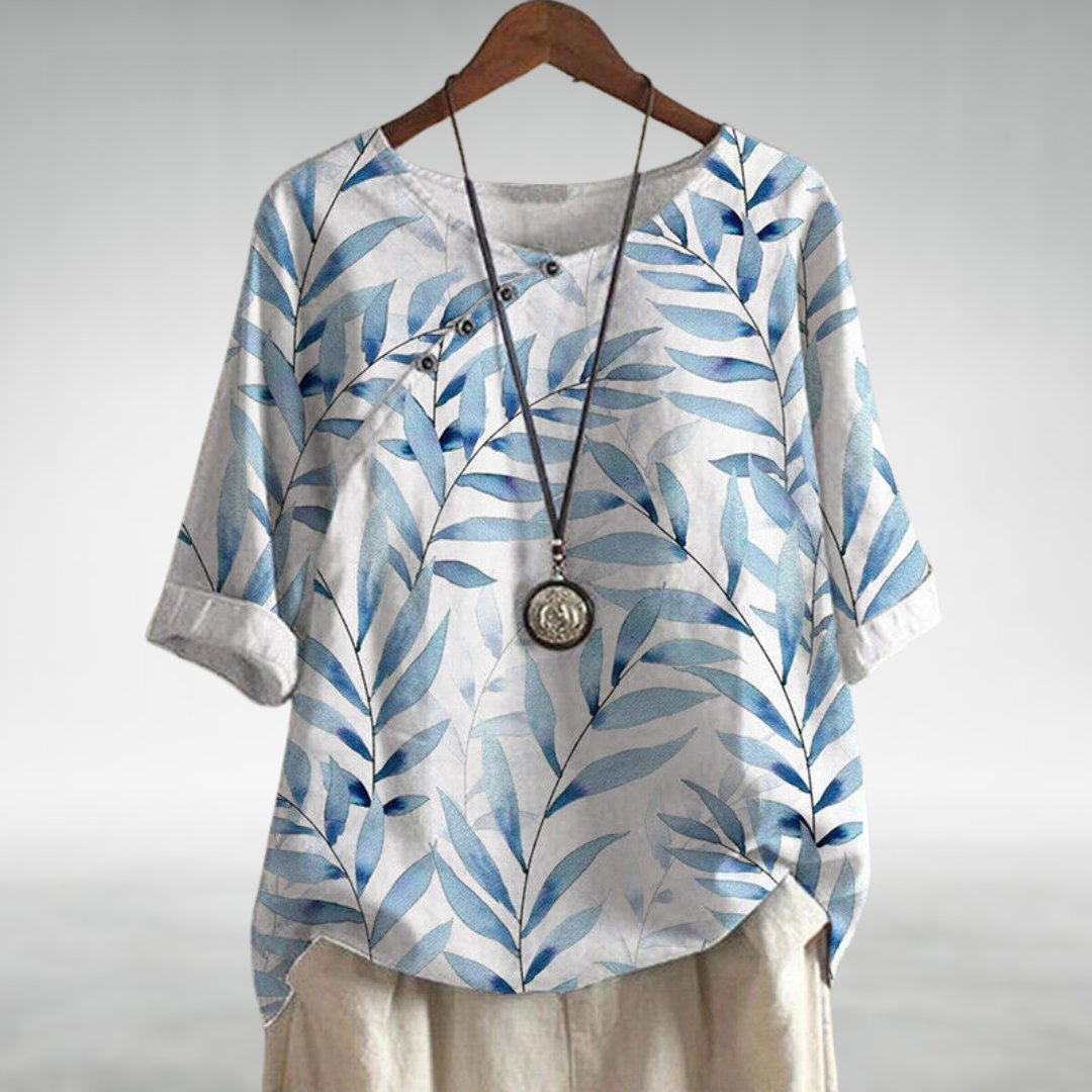 Ella – Women Leaf Print Blouse - Image 3