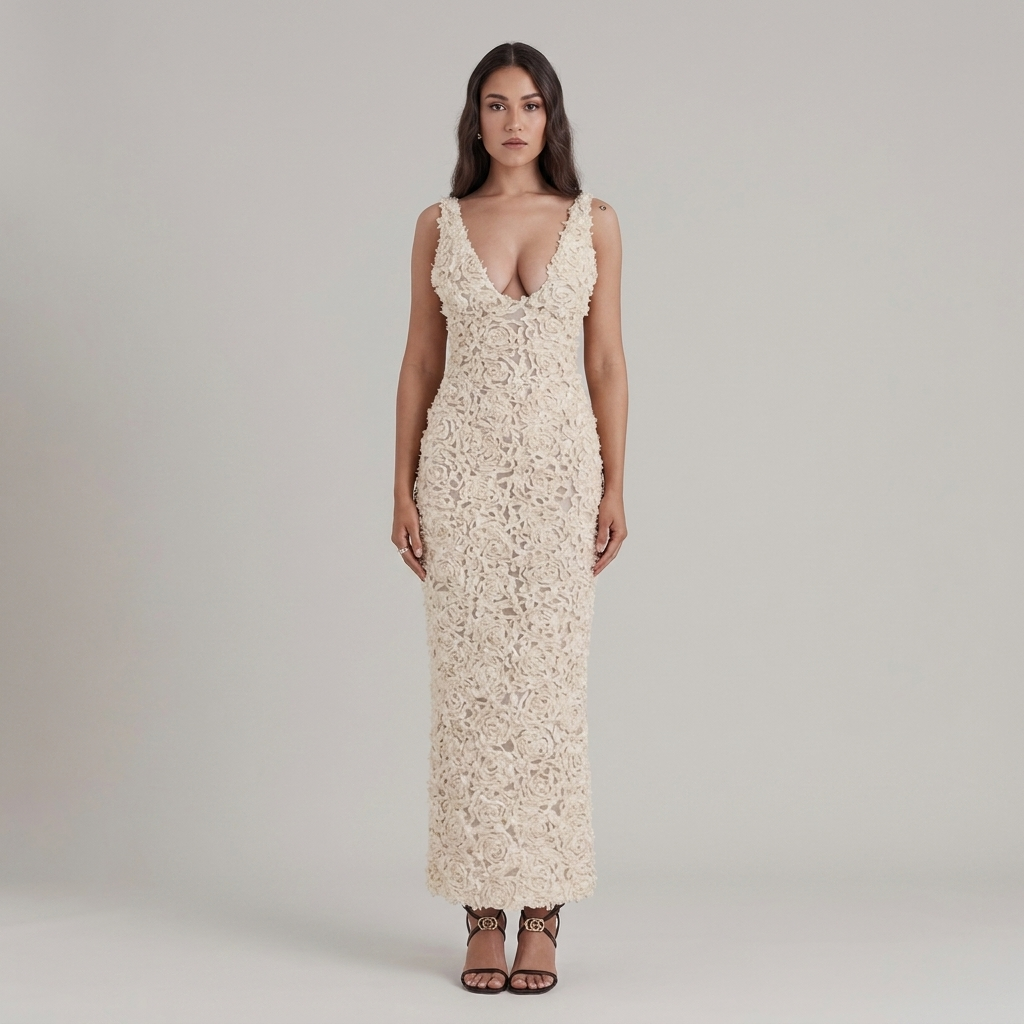Stefanie – Wide Straps Ethereal Lace Dress - Image 1