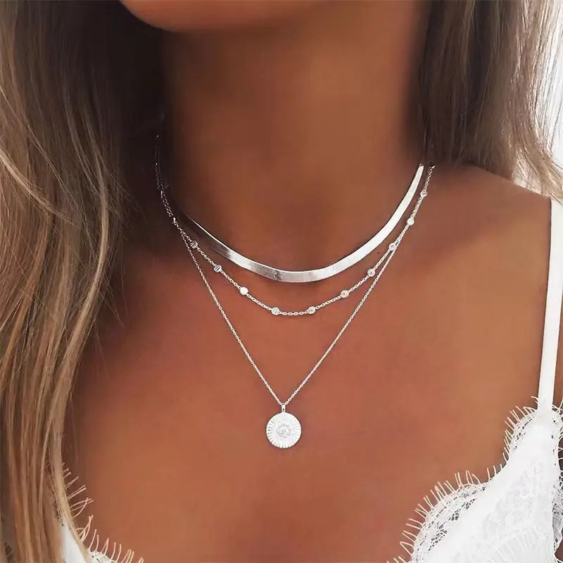 Rica – Elegant Layered Silver Necklace - Image 1