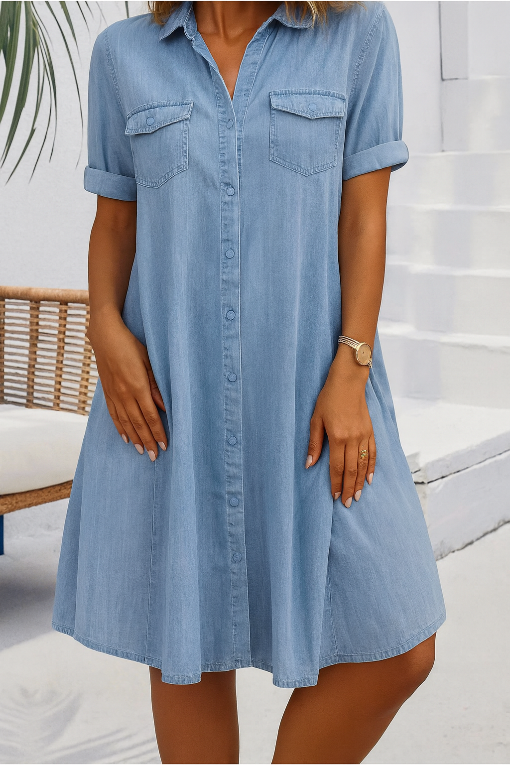 Nicole – Women Denim Button-Up Dress - Image 1