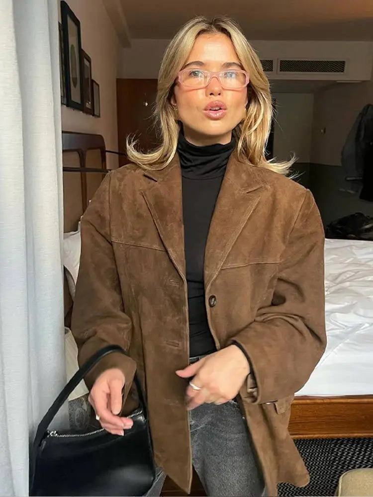 Oversized Jacket Women's with Structured Shoulders - Image 1