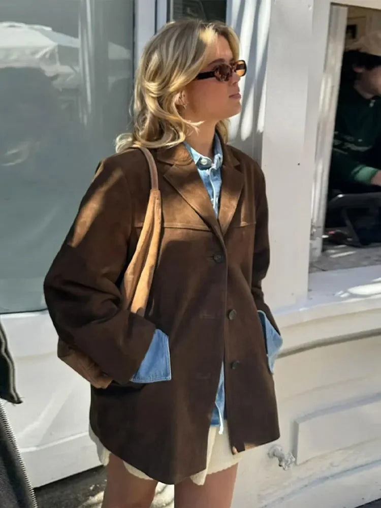 Oversized Jacket Women's with Structured Shoulders - Image 5