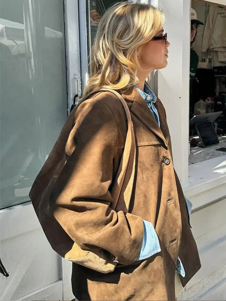 Oversized Jacket Women's with Structured Shoulders - Image 4