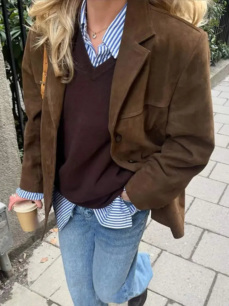 Oversized Jacket Women's with Structured Shoulders - Image 3