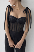 Clara – Semitransparentes Corsagen-Top mit Schleifenträgern - Image 1