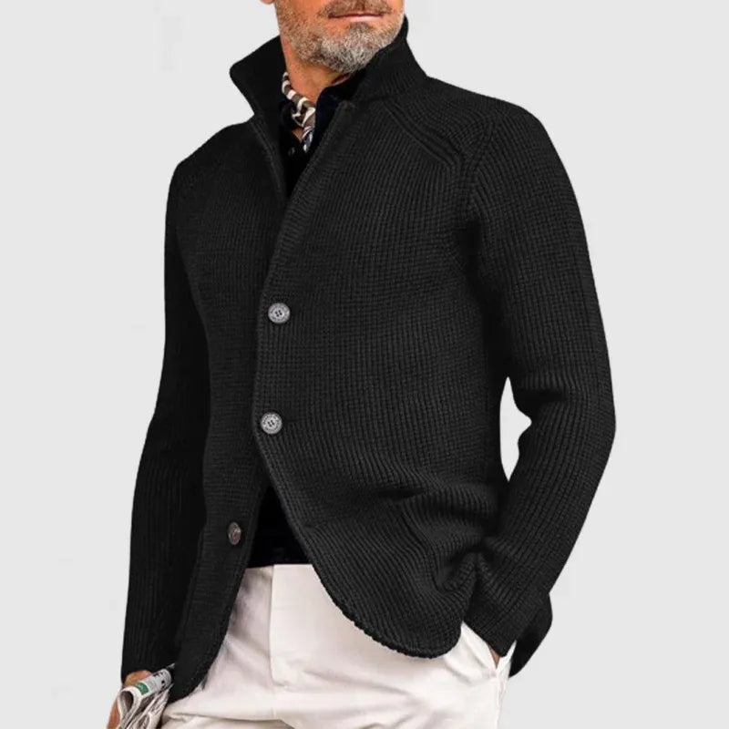 Men's Cardigan with High Collar and Button Placket | E&R - 2 - Elvaroza.com