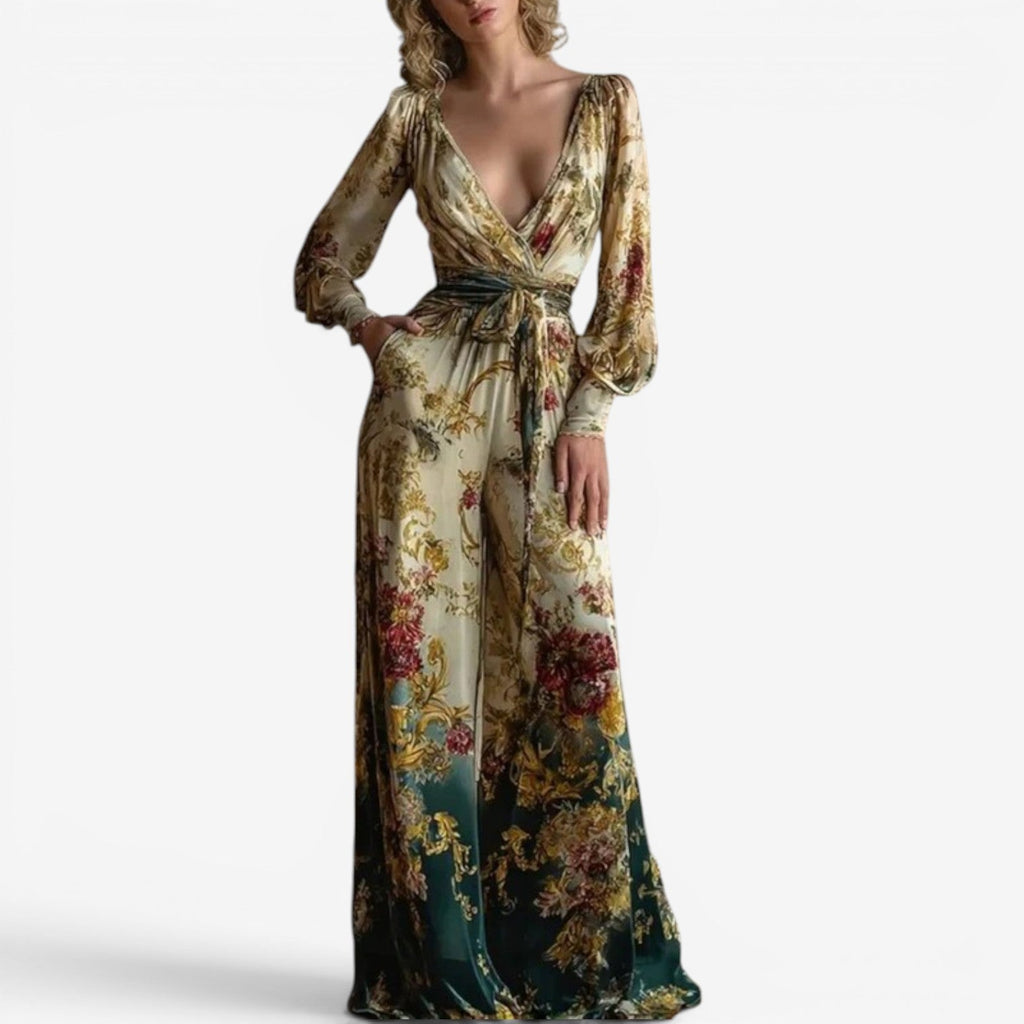 Hannah – Elegant Deep V-Neck Dress - Image 1