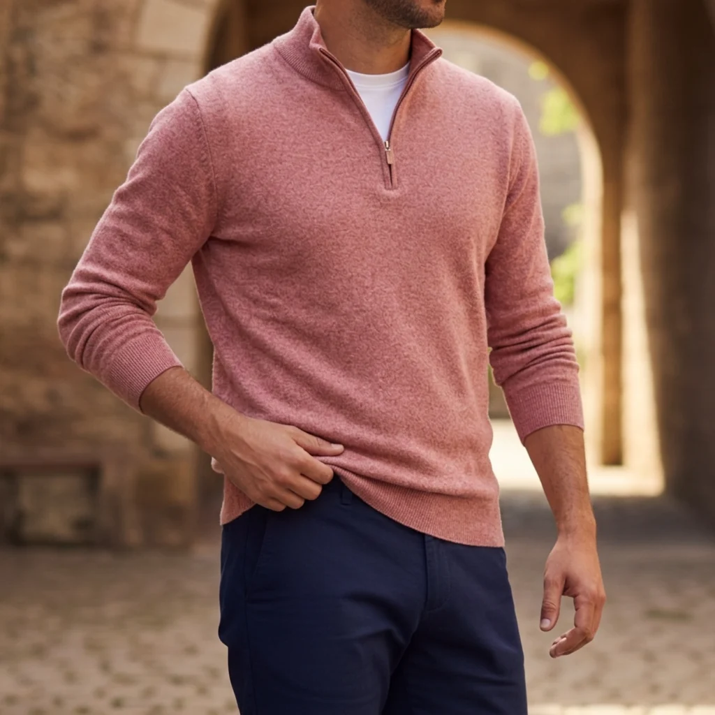 Men's Zip-Up Sweater with Structured Fit | E&R - 5 - Elvaroza.com