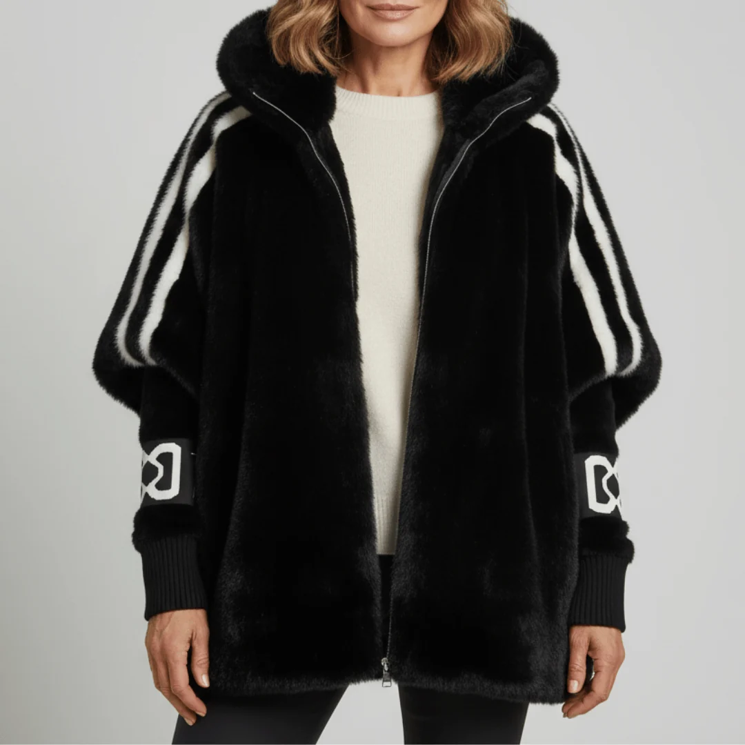 Hooded Jacket Women's with Sporty Stripes | E&R - 2 - Elvaroza.com