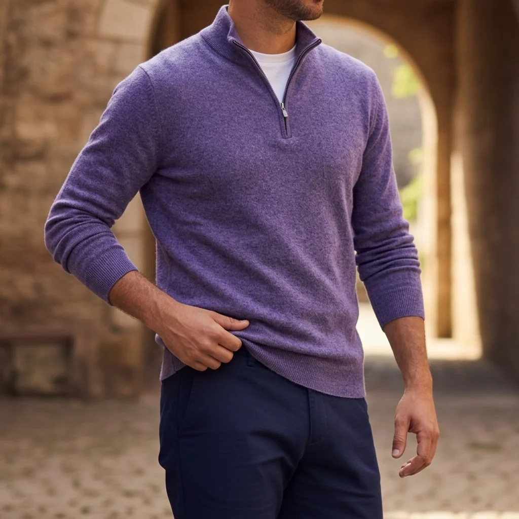 Men's Zip-Up Sweater with Structured Fit | E&R - 6 - Elvaroza.com