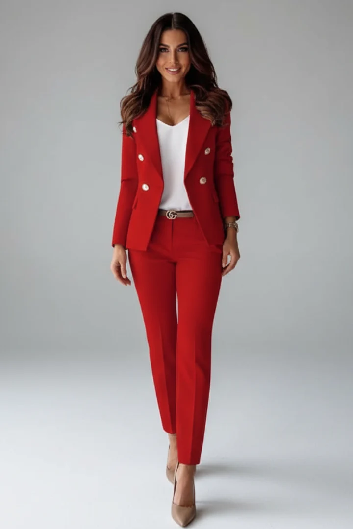 Two-Piece Women's Suit | Fitted Blazer & Slim Pants | E&R - 6 - Elvaroza.com