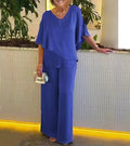 Women's Two-Piece Set with V-Neck and Flowy Design | E&R - 1 - Elvaroza.com