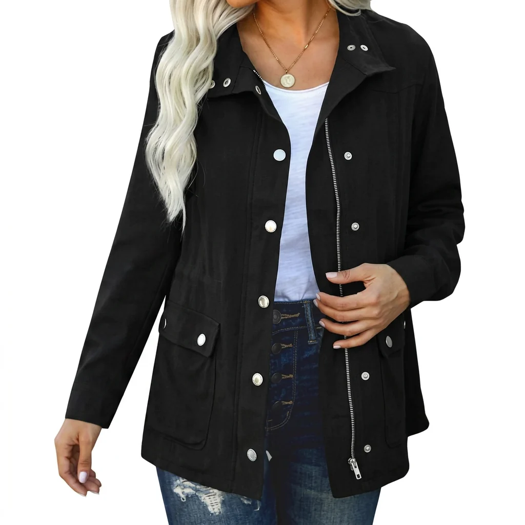 Women's Utility Jacket, relaxed fit with snap closure | E&R - 1 - Elvaroza.com