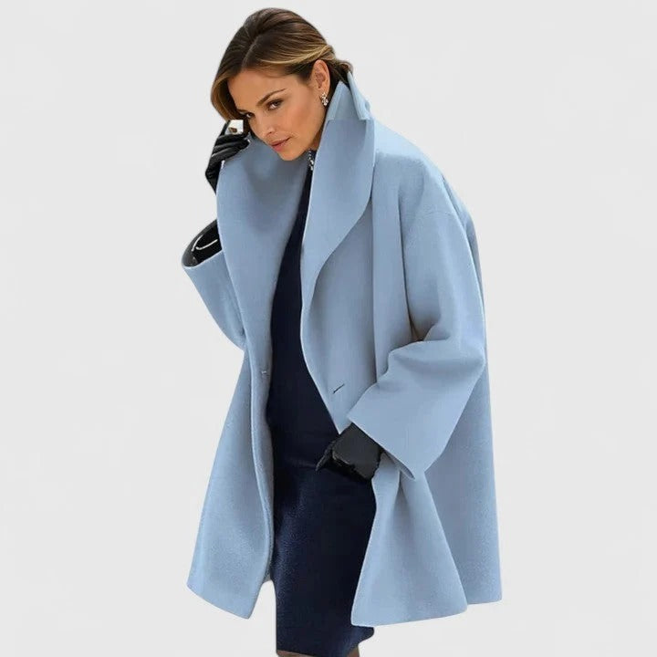 Women's oversized coat with wide collar and open front | E&R - 1 - Elvaroza.com