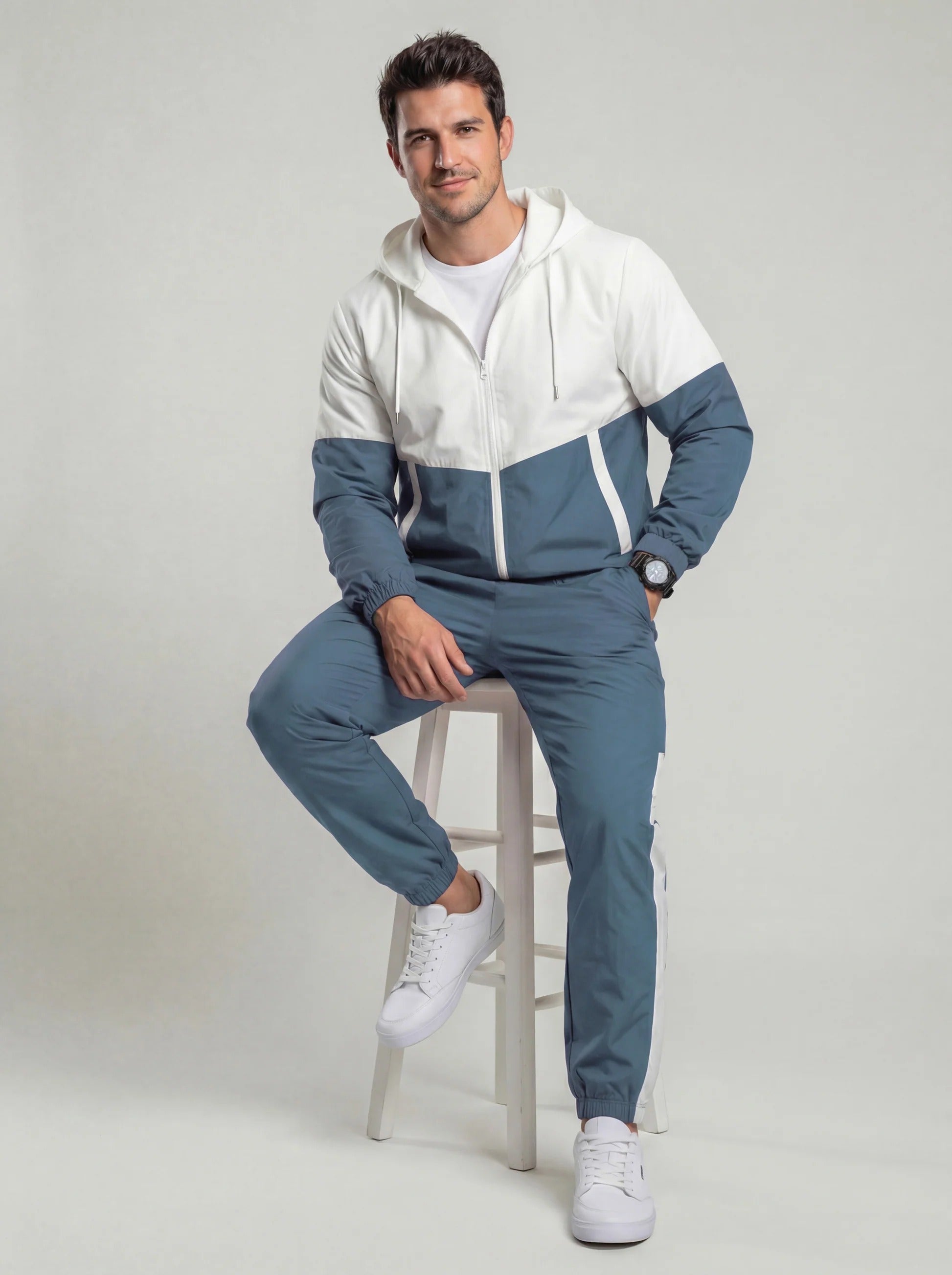 Men's Color-Block Two-Piece Set: Hoodie and Jogger Pants | E&R - 2 - Elvaroza.com