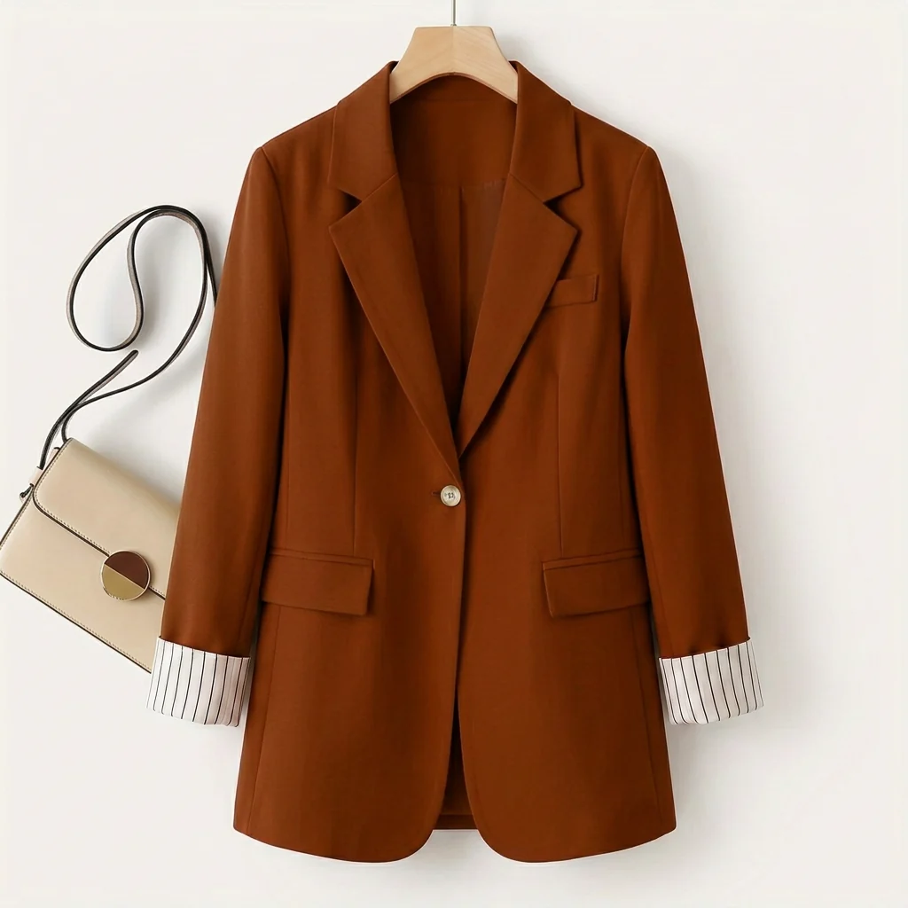 Blazer Women's Structured Fit with Contrasting Cuffs | E&R - 4 - Elvaroza.com