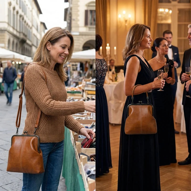 Women's Handbag with Elegant Frame and Textured Design | E&R - 5 - Elvaroza.com