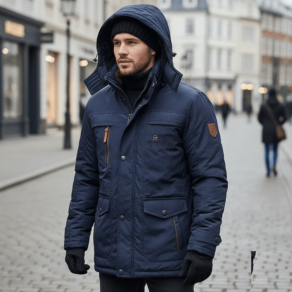 Men's Padded Jacket with Detachable Hood and Fleece Lining - J&B; - 8 - Elvaroza.com