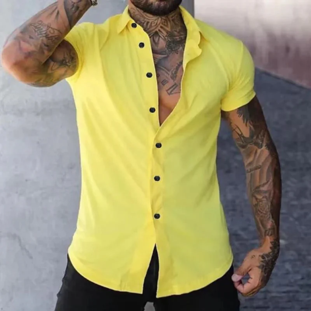 Short Sleeve Button-Up Shirt for Men with Slim Fit - Image 10