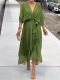 Meike – Elegant  V-Neck Wrap Dress - Image 1