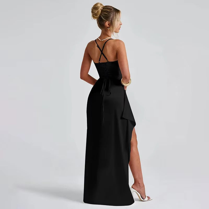 Anja –  Shoulder-Strap Long Split Dress - Image 3