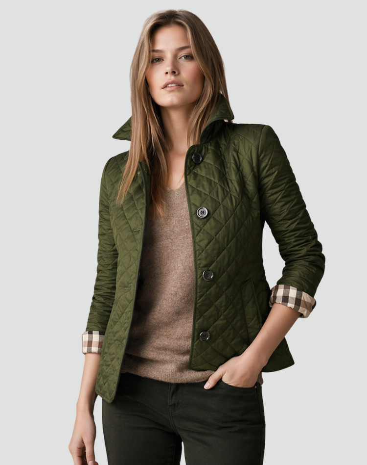 Quilted Jacket Women's Slim Fit with Button Closure - Image 9
