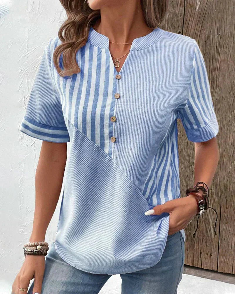Verena – Women Striped Button-Up Blouse - Image 3