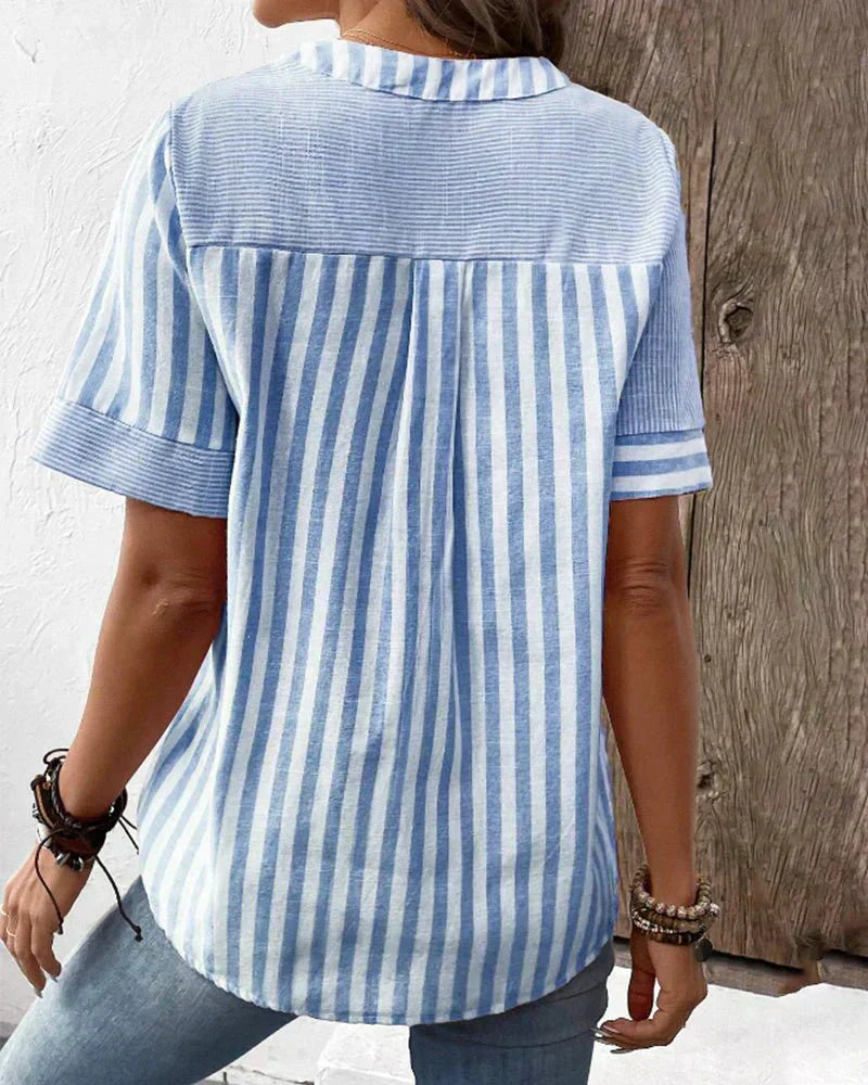 Verena – Women Striped Button-Up Blouse - Image 6