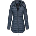 Long Down Jacket for Women with Hood and Zipper - J&B; - 2 - Elvaroza.com