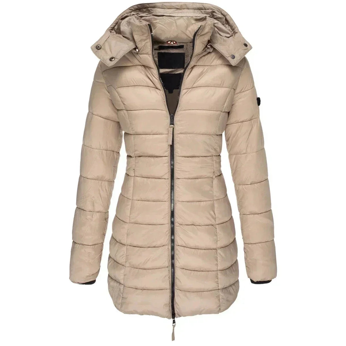Long Down Jacket for Women with Hood and Zipper - J&B; - 6 - Elvaroza.com