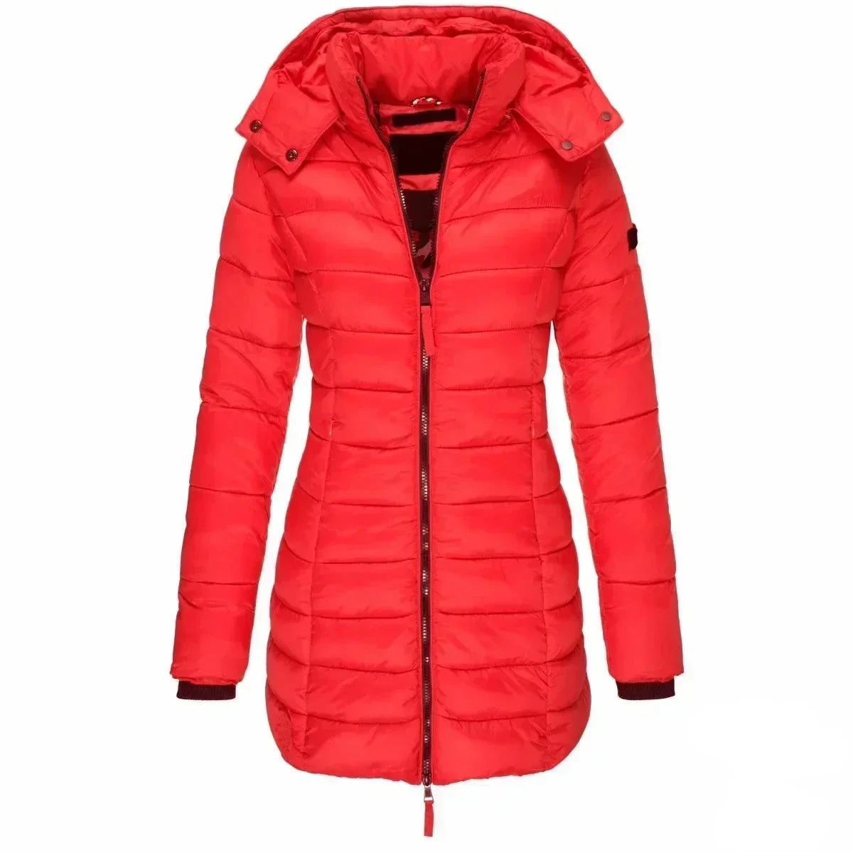 Long Down Jacket for Women with Hood and Zipper - J&B; - 8 - Elvaroza.com
