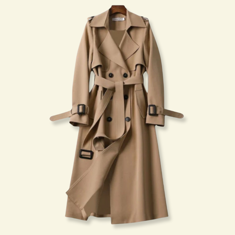 Long trench coat for women with a belt at the waist - J&B; - 1 - Elvaroza.com