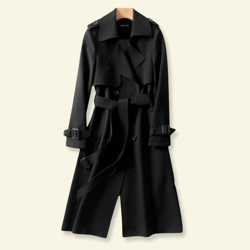 Long trench coat for women with a belt at the waist - J&B; - 6 - Elvaroza.com