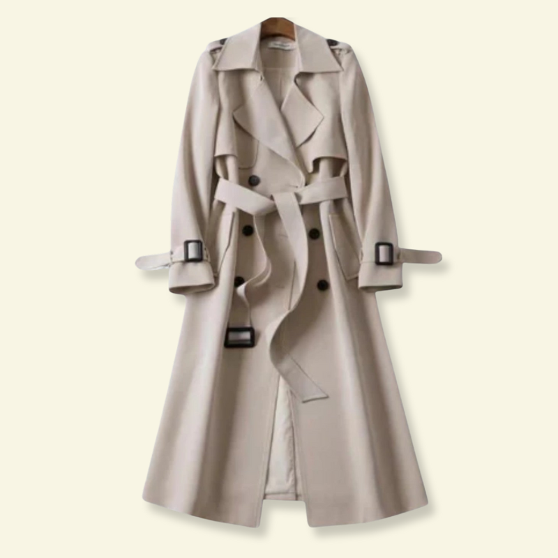 Long trench coat for women with a belt at the waist - J&B; - 7 - Elvaroza.com